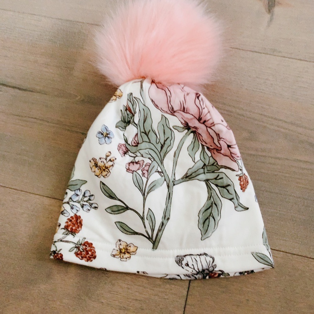LouLou lollipop ultra soft Pom Pom floral baby hat